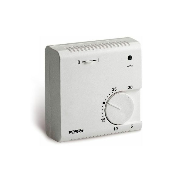 Termostato electronico de expansión de gas, serie "teg" con luz piloto y selector "on/off" color blanco perry