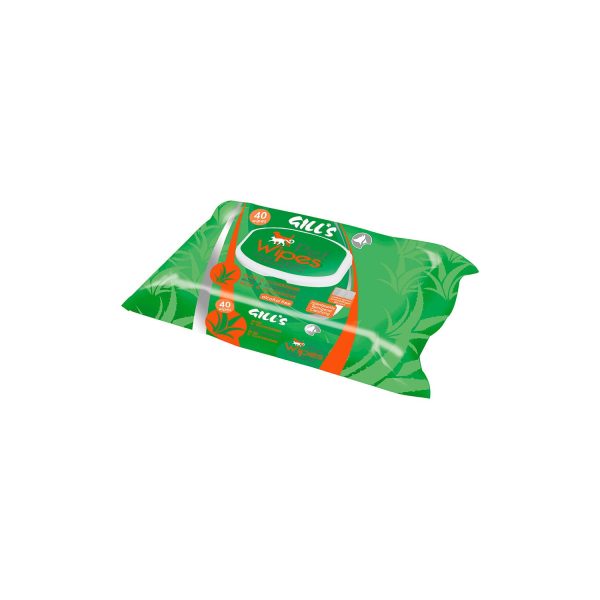 Toallitas humedas mascotas xl higienizantes con aloe y clorhexidina 40 unid. (30x20cm) gill‘s