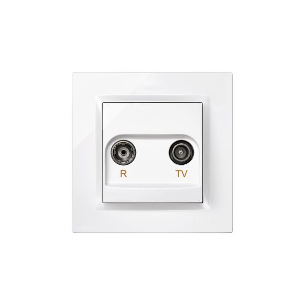 Toma televisión intermedia blanco