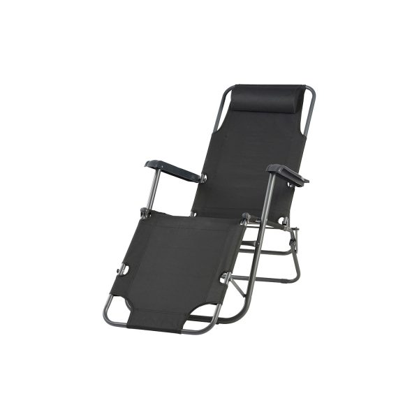 Tumbona metalica plegable 2 en 1 178x60x95cm color negro