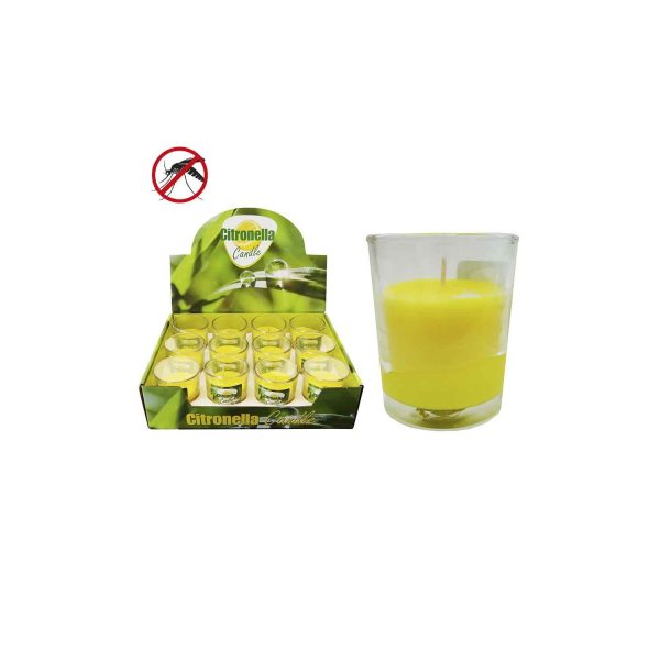 Vela citronela 50g con recipiente de cristal ø6x5cm euro/uni.