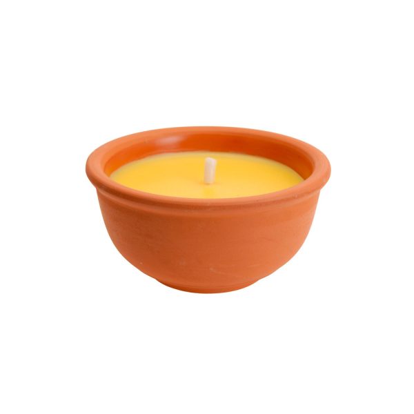 Vela citronela antimosquitos con recipiente de barro medidas  ø13x6,5cm euro/uni