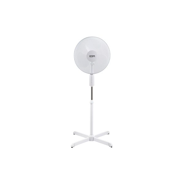 Ventilador de pie. color blanco. potencia  45w aspas  ø40cm altura regulable 110-130cm edm