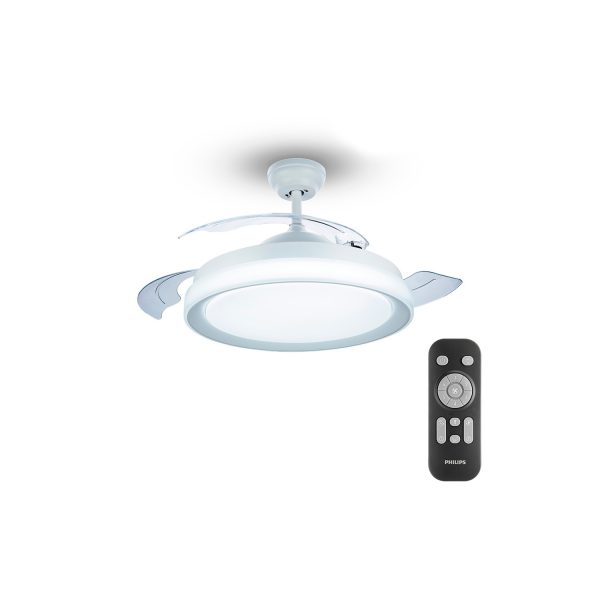 Ventilador de techo de led modelo atlas. color blanco. potencia  28+35w aspas  ø106cm con mando a distancia philips
