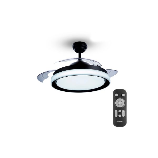 Ventilador de techo de led modelo bliss. color negro. potencia  28 + 35 w aspas  ø 106 cm con mando a distancia