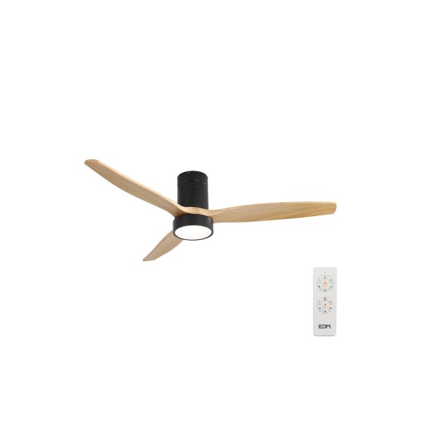 Ventilador de techo inteligente con aspas de madera luz led 3000/4000/6000k, 3cct, kara potencia  30w edm