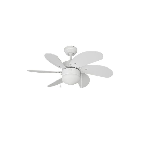 Ventilador de techo modelo aral. color blanco. potencia  50w aspas  ø76cm edm