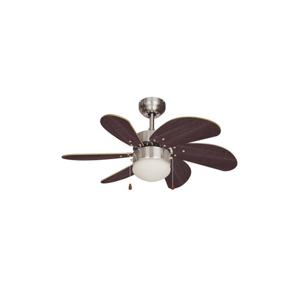 Ventilador de techo modelo aral. color wengue/niquel satinado. potencia  50w aspas  ø76cm edm