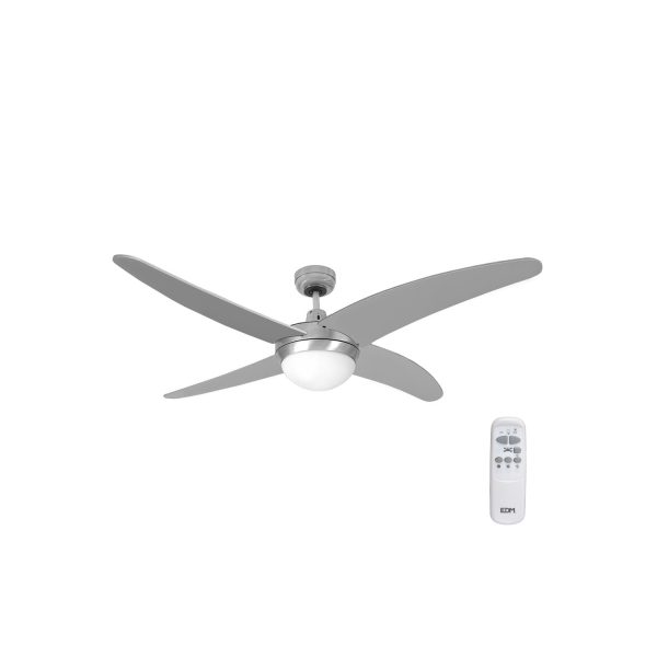 Ventilador de techo modelo caspio. color plateado/niquel. potencia  60w aspas  ø132cm con mando a distancia edm