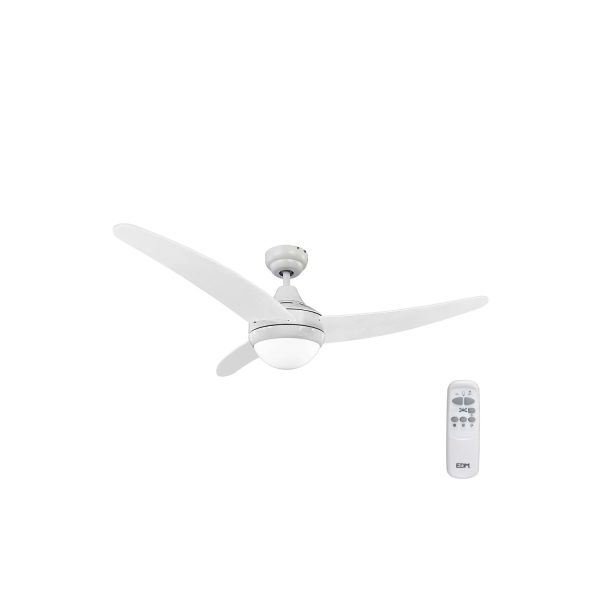 Ventilador de techo modelo egeo. color blanco. potencia  60w aspas  ø122cm con mando a distancia edm
