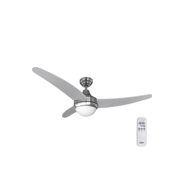 Ventilador de techo modelo egeo. color cromado potencia  60w aspas  ø122cm con mando a distancia edm