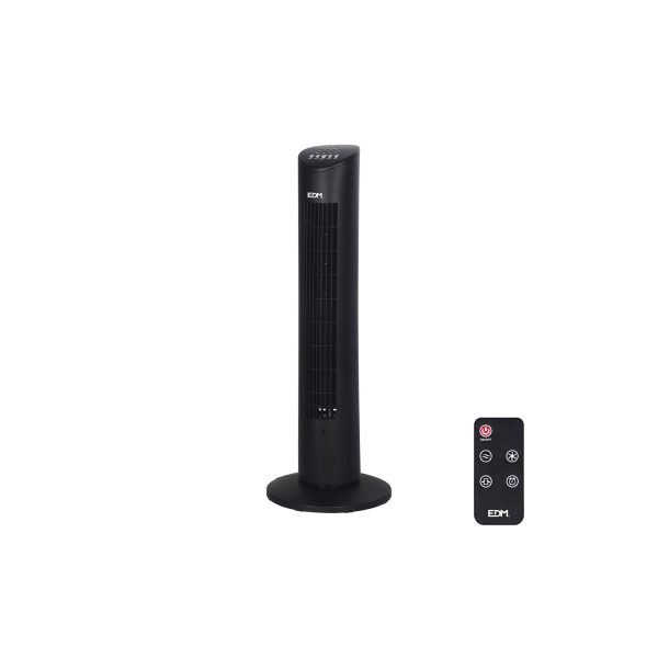 Ventilador de torre. potencia  60w con mando a distancia. color negro 28x78,3cm edm
