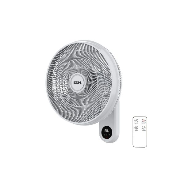 Ventilador pared 55w 40cm con mando edm
